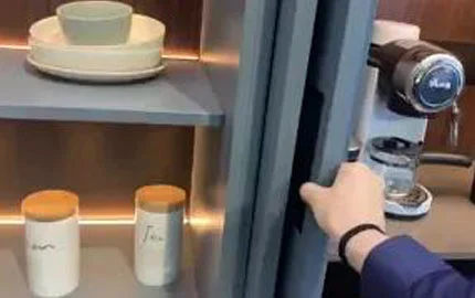 Gray Color Slide Door Stainless Steel Kitchen Cabinet